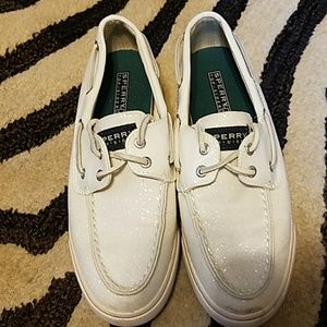 White shimmery Sperry's